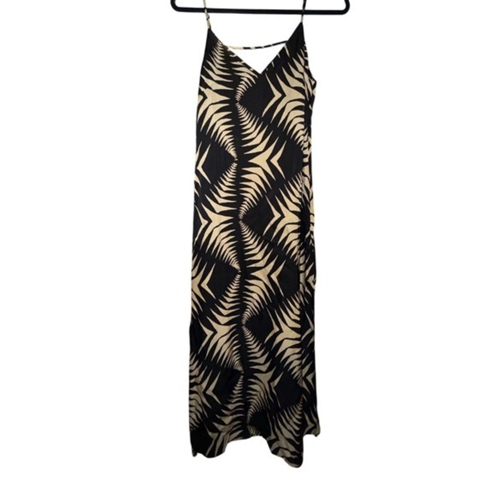 ba&sh Napi Graphic Print Midi Slip Dress Noir Black‎ Cream Size 1/ US 4 - Picture 4 of 9